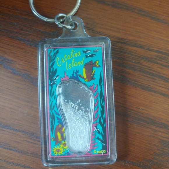 Vintage 90s Catalina Island Keychain MICO Sand Filled Tourist Merch CALIFORNIA - Picture 1 of 4